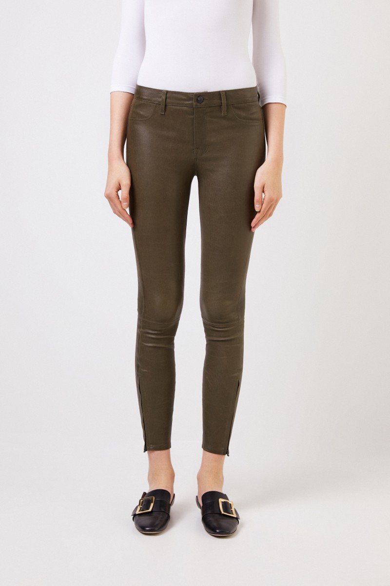 J Brand Lederhose mit Zipper-Details Khaki