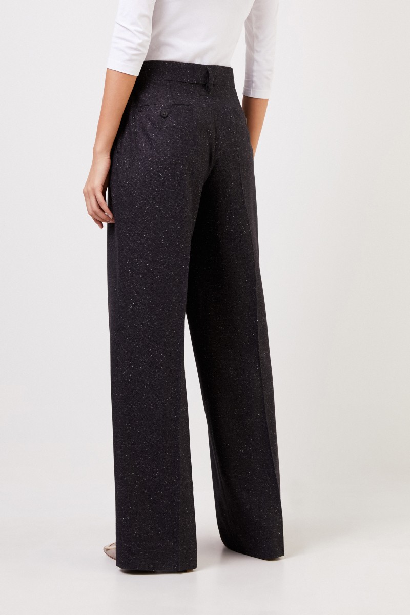 Woll-Seiden-Gabardinehose 'Jovell' Anthrazit