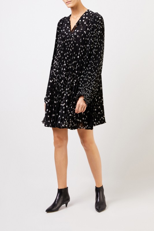 Stella McCartney Plissee-Kleid mit Punktemuster Schwarz/Weiß
