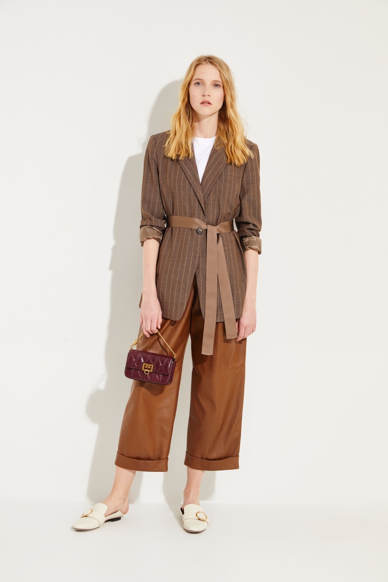 Gestreifter Woll-Blazer Braun