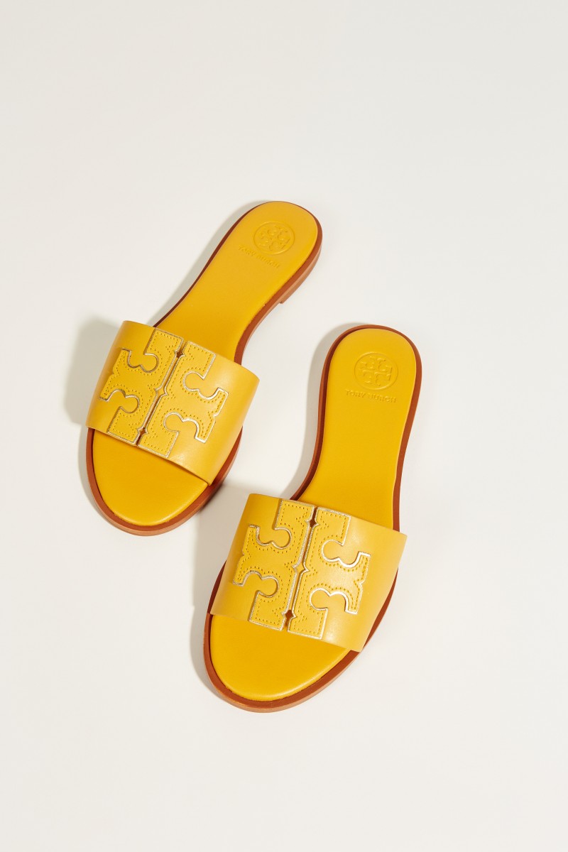 Leder-Sandale 'Ines' mit Logo Gelb