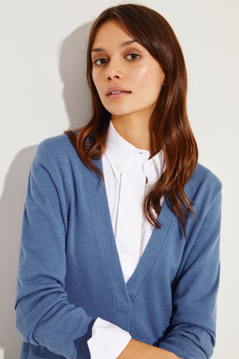 Cashmere-Cardigan Blau