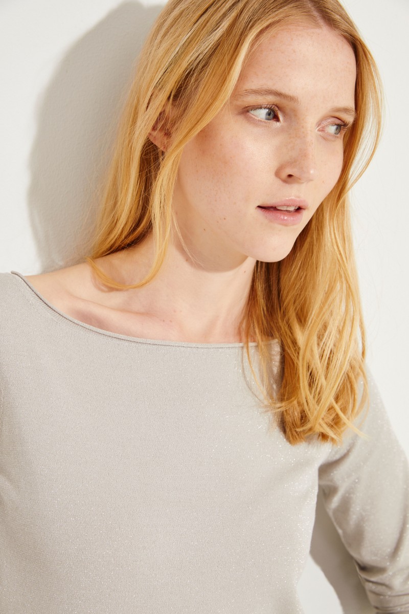 Pullover mit Lurexdetails Grau