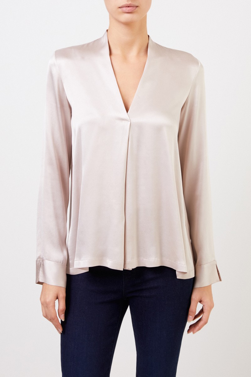 Her Shirt Seiden-Bluse 'Bailey' mit V-Neck Champagner