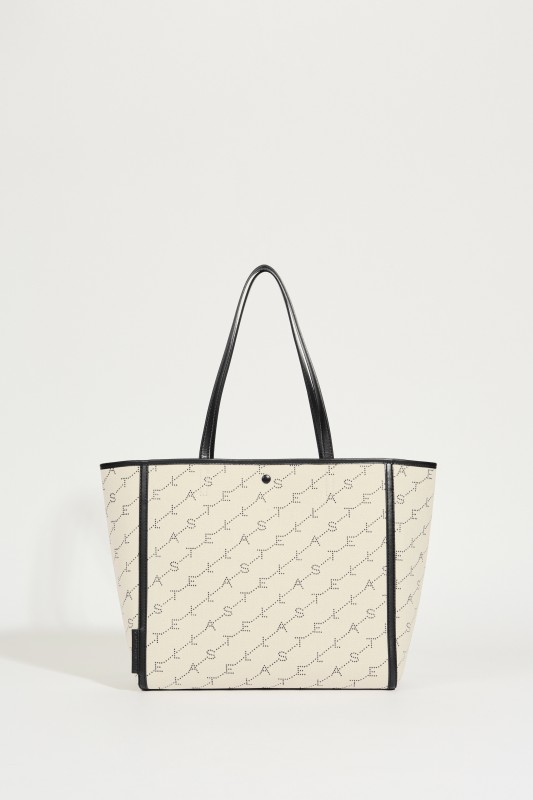 Tote Bag mit Monogramm Sand/Schwarz