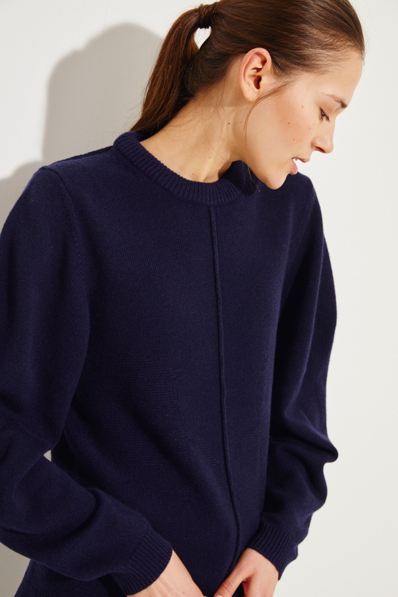 Cashmere-Woll-Pullover Blau
