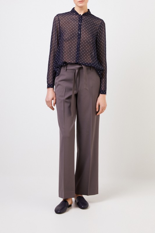 Iris von Arnim Seidenbluse mit Polka-Dots 'Marthe' Marineblau