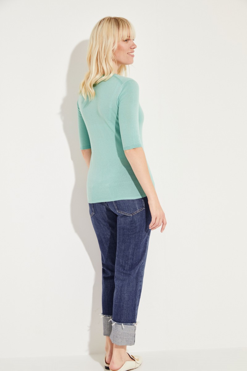 Kurzarm Cashmere-Pullover 'Lynn' Grün