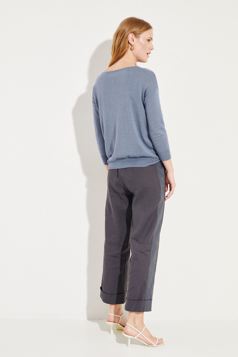 Seiden-Cashmere-Pullover Blau