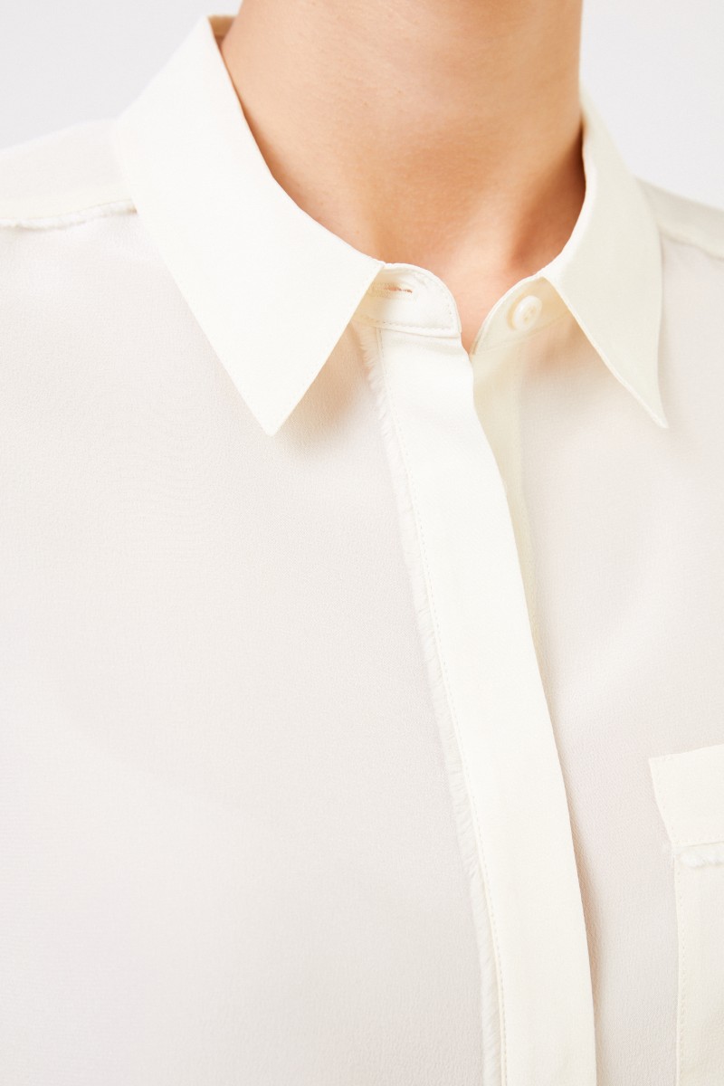 Iris von Arnim Seidenbluse 'Marysund' mit Fransedetails Ecru