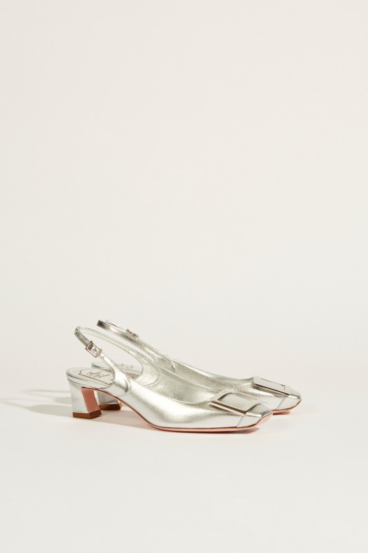 Leder-Pump 'Trompette Sling Back Cut' Silber