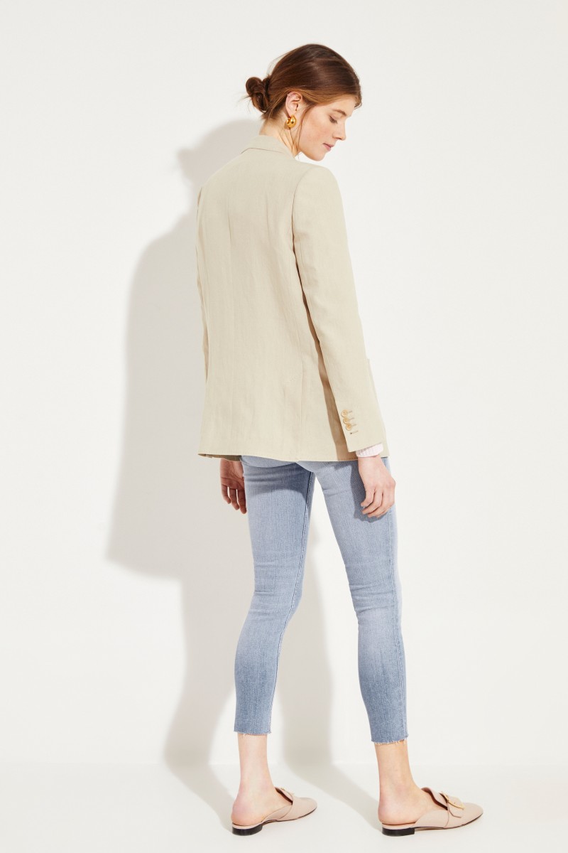 Leinen-Blazer Sand Beige