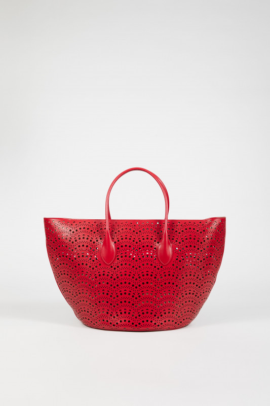 Handtasche 'Vienne Vague' aus gestanztem Leder Rot