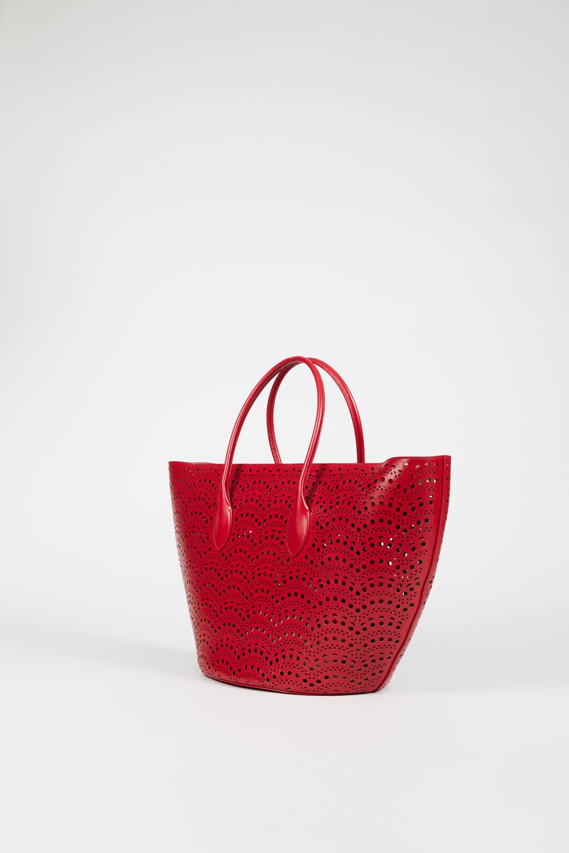 Handtasche 'Vienne Vague' aus gestanztem Leder Rot