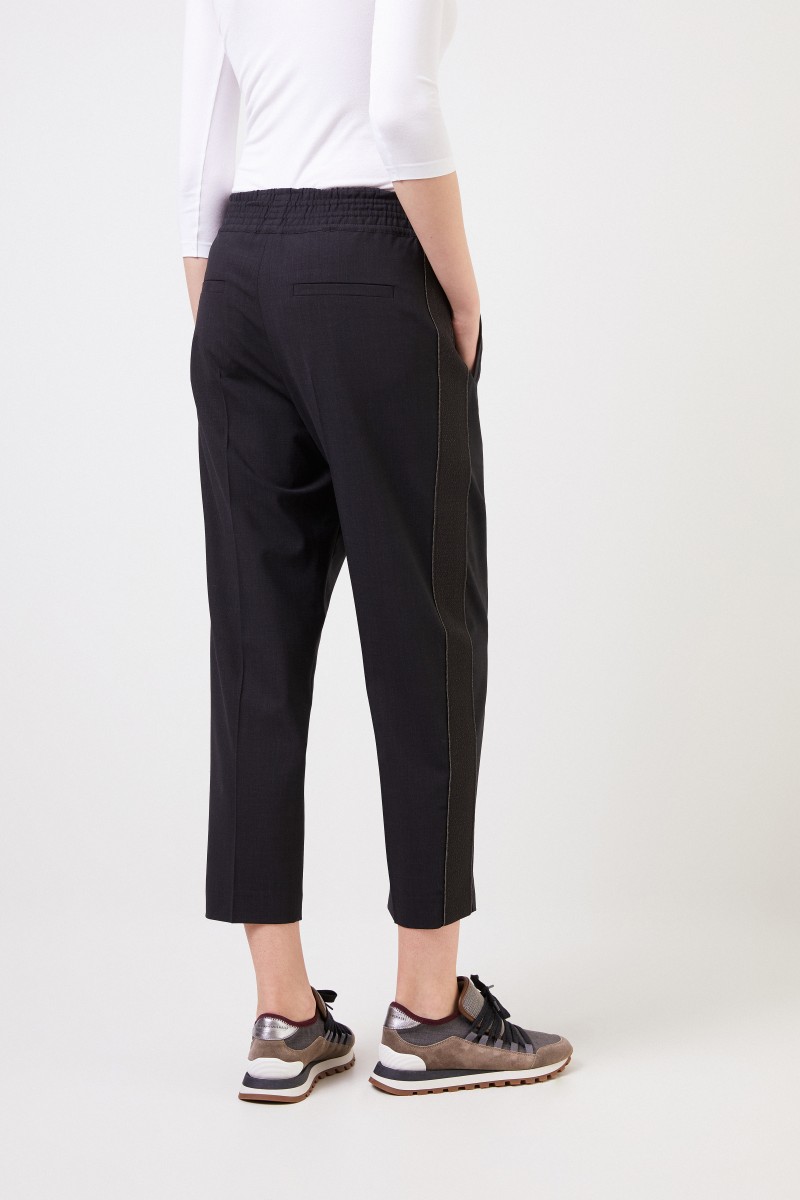 Brunello Cucinelli Woll-Hose mit Lurexdetails Anthrazit