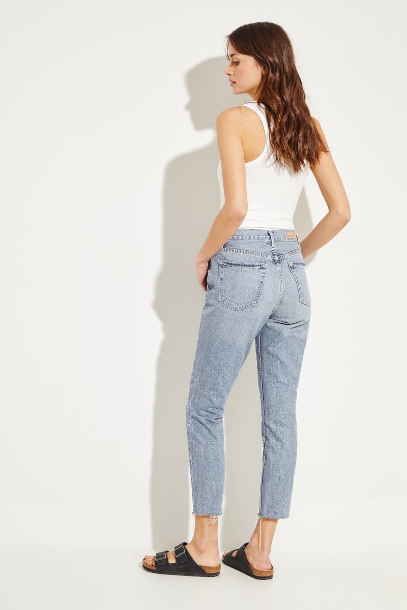 Jeans 'Karolina' mit ausgefransten Säumen Hellblau
