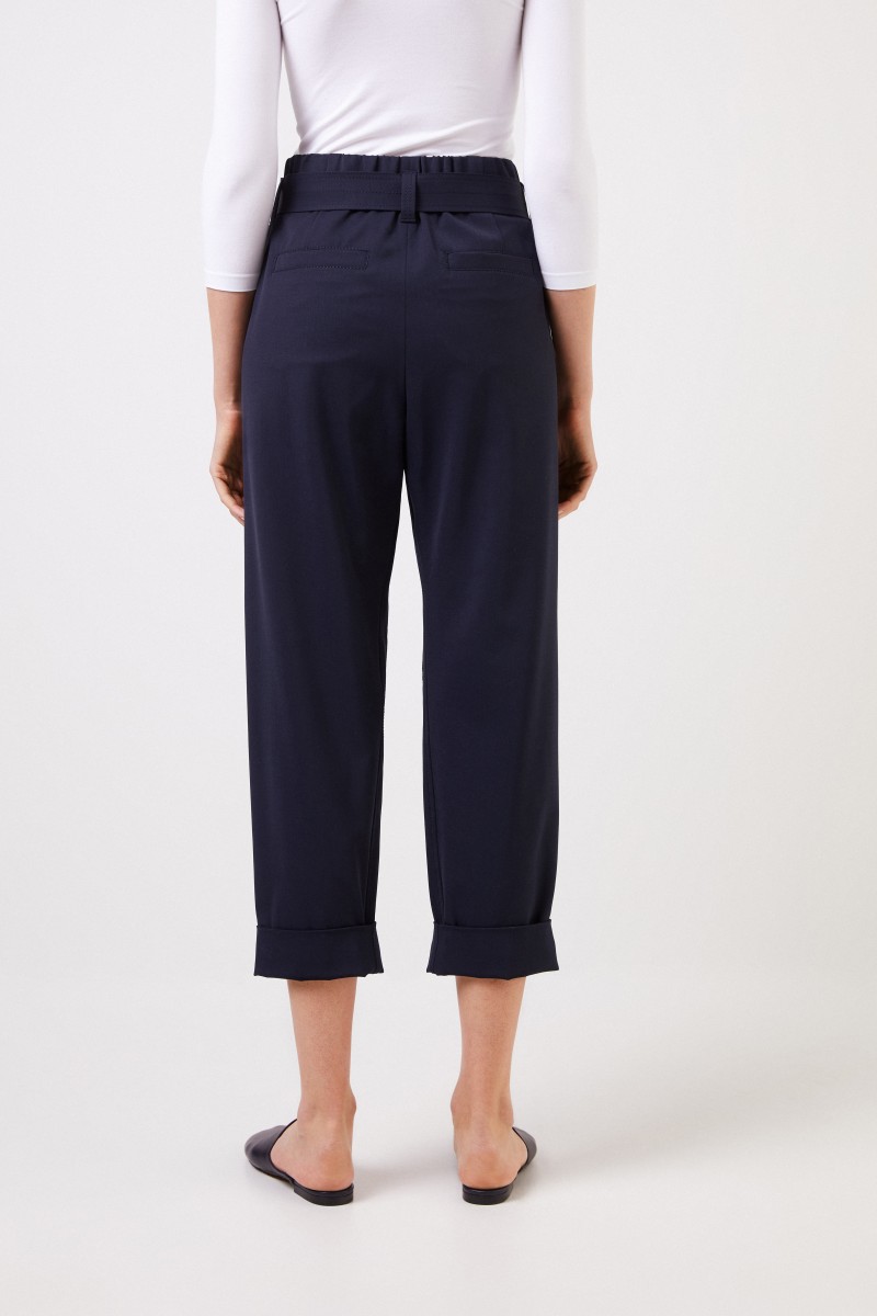 Brunello Cucinelli Woll-Hose mit Gürtel Marineblau