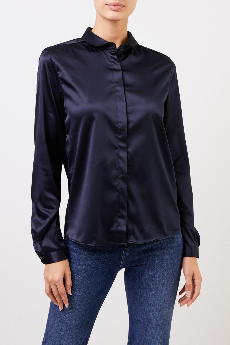 Bluse 'Asias' mit leichtem Glanz Dunkelblau