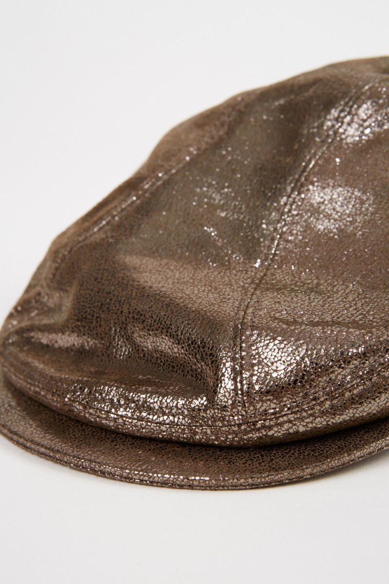 Brunello Cucinelli Leder-Mütze Metallic