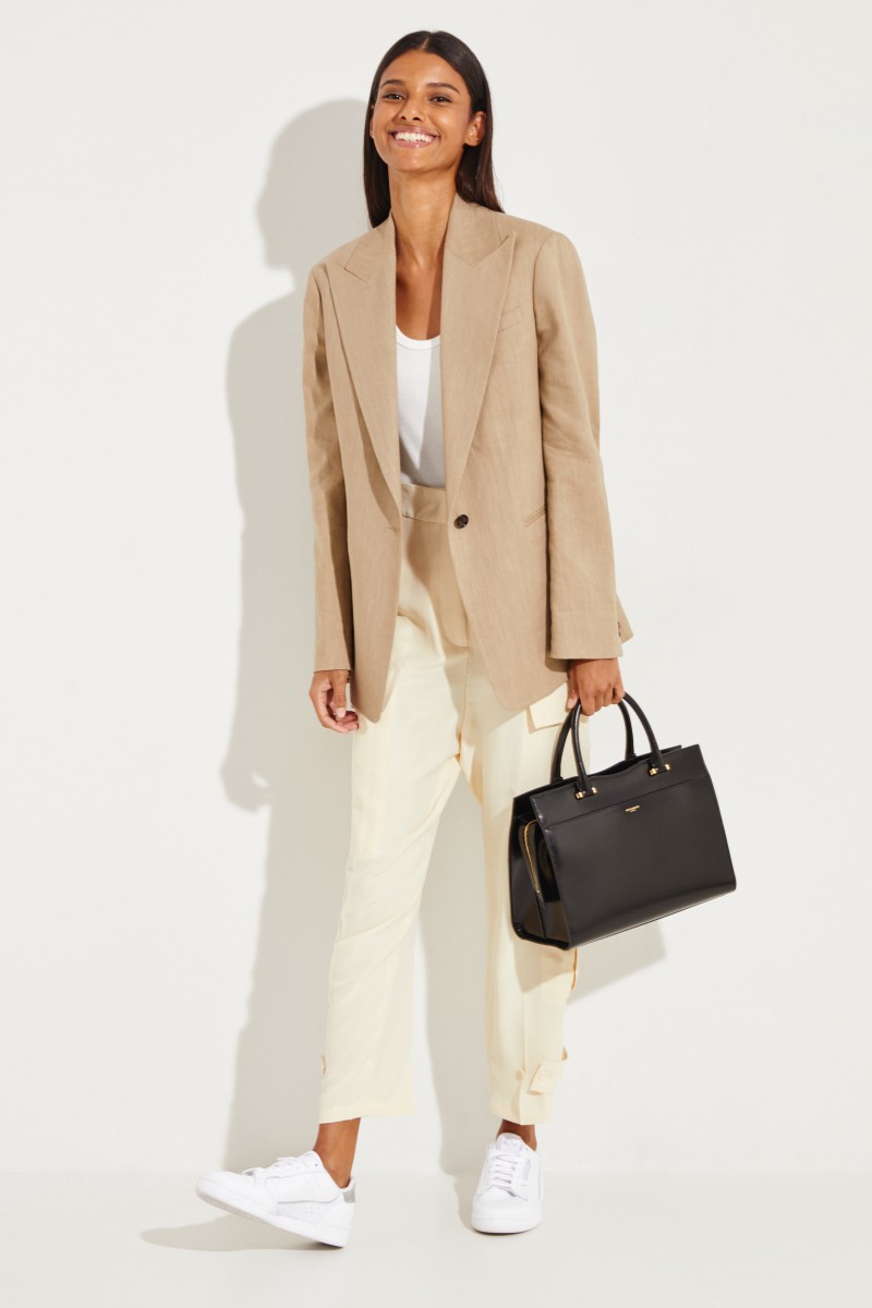Seiden-Hose 'Ronni' mit Taschen-Details Beige