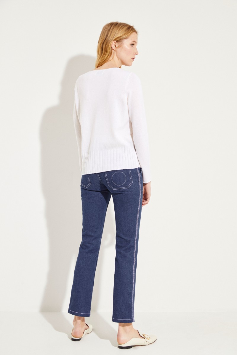 Woll-Cashmere-Pullover Weiß