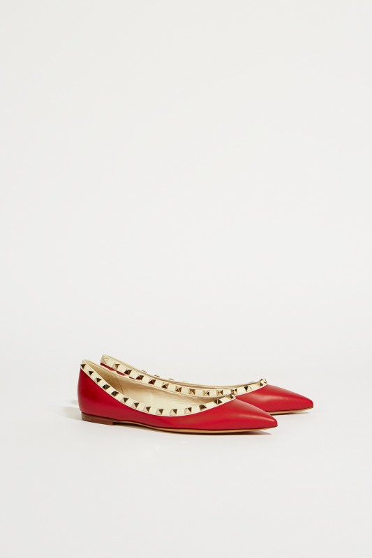 Nietenbesetzte Flats 'Rockstud' Rot