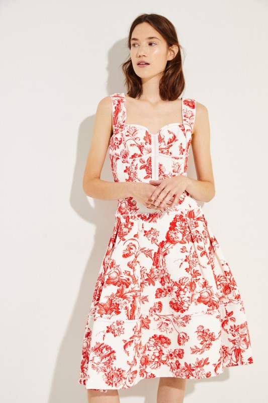 Cocktailkleid mit Blumenprint Weiß/Rot
