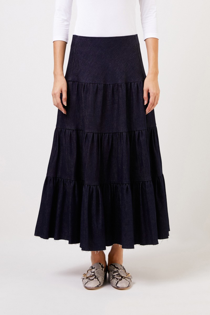 Chloé Ausgestellter Jeansrock Blau