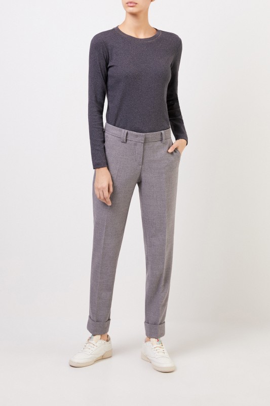 Seductive Hose 'Allison' mit Saumumschlag Grau Melange
