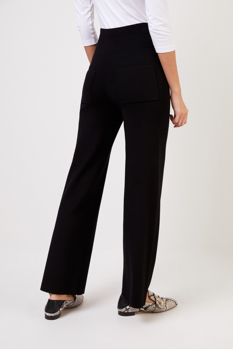 Steffen Schraut Culottes aus Stretch-Rippstrick Schwarz