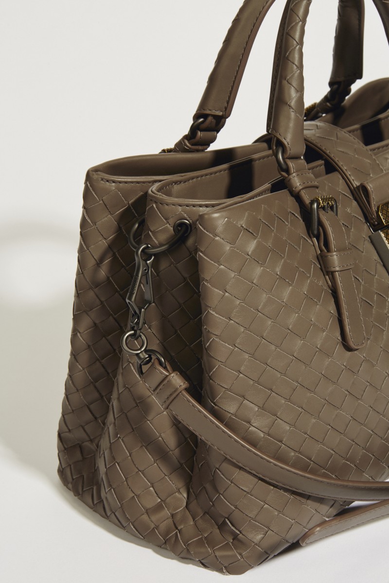Geflochtene Tasche 'Roma Medium' Taupe