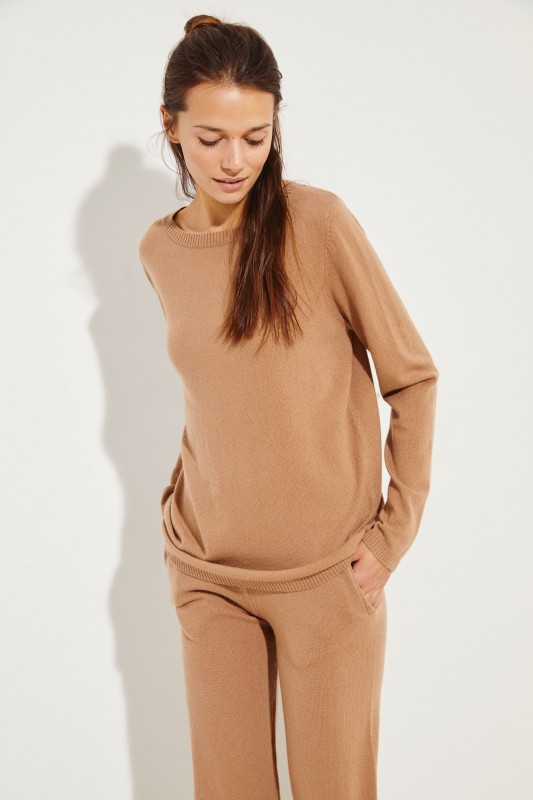 Klassischer Cashmere-Pullover Caramel