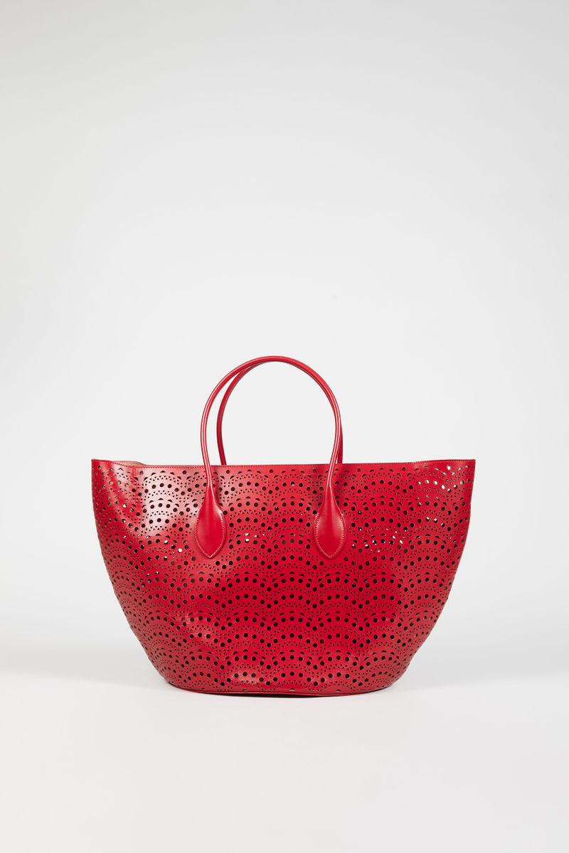 Handtasche 'Vienne Vague' aus gestanztem Leder Rot