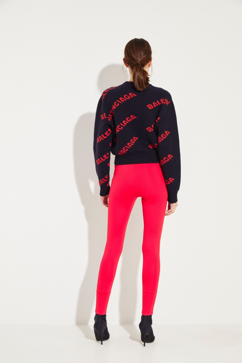 Cropped Wollpullover Schwarz/Rot