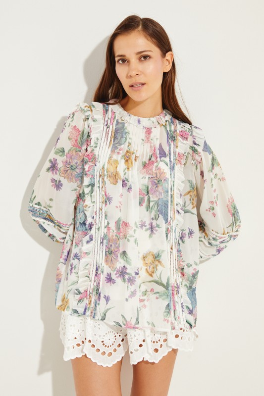 Zweiteilige Bluse mit Print Multi