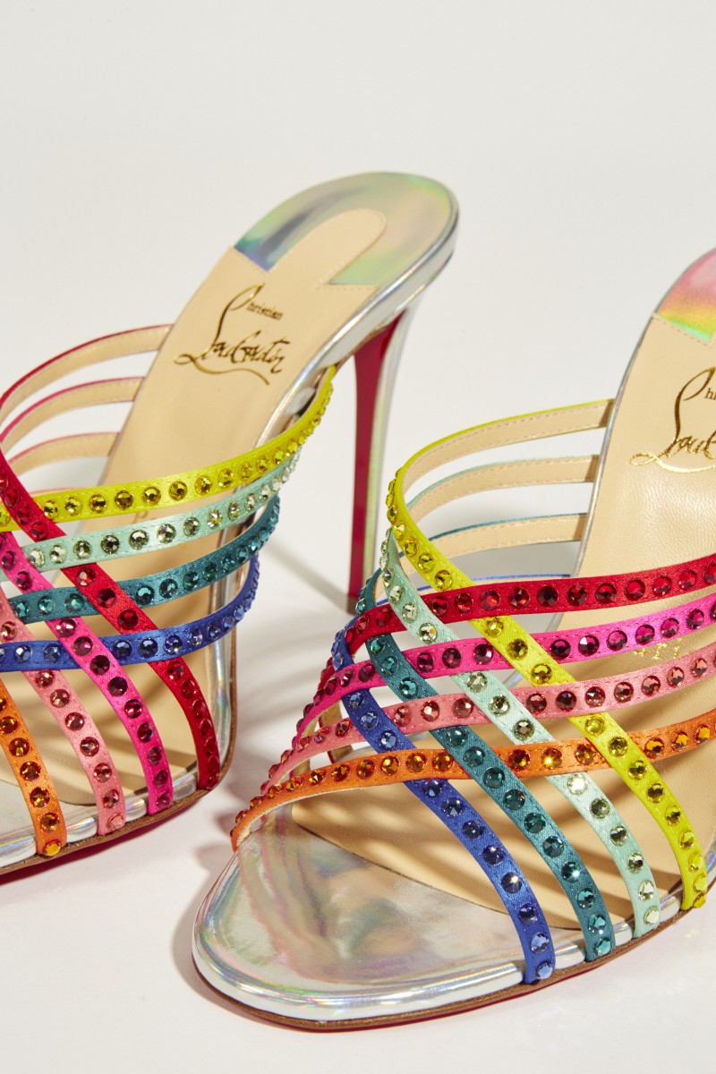 Sandalette 'Marthastrass' mit Strassbesatz Silber/Multi