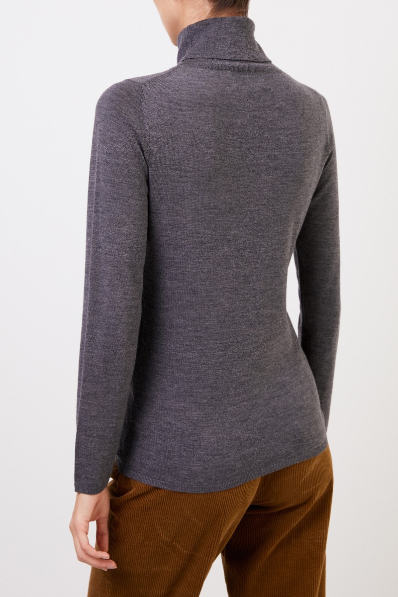 Allude Feiner Woll-Rollkragenpullover Anthrazit