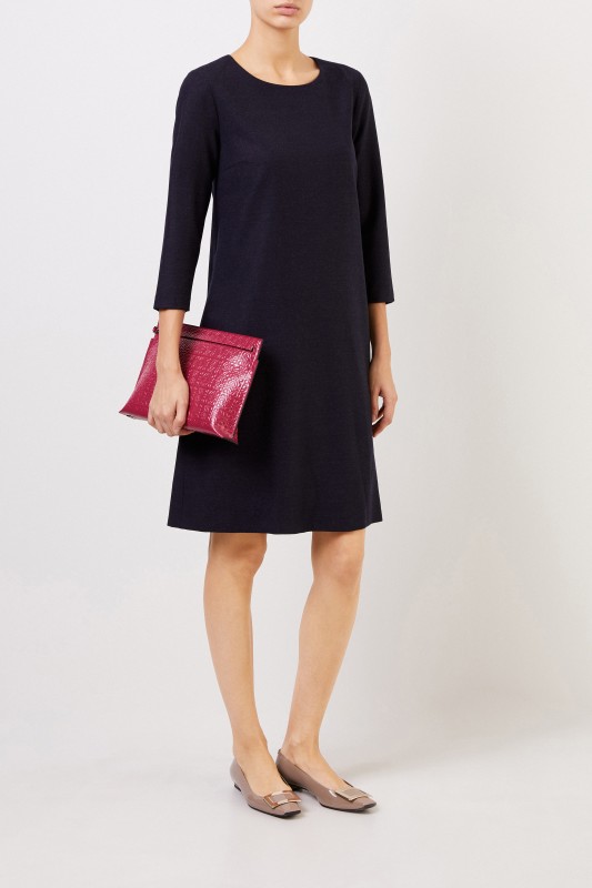 Cappellini Klassisches Woll-Kleid Blau