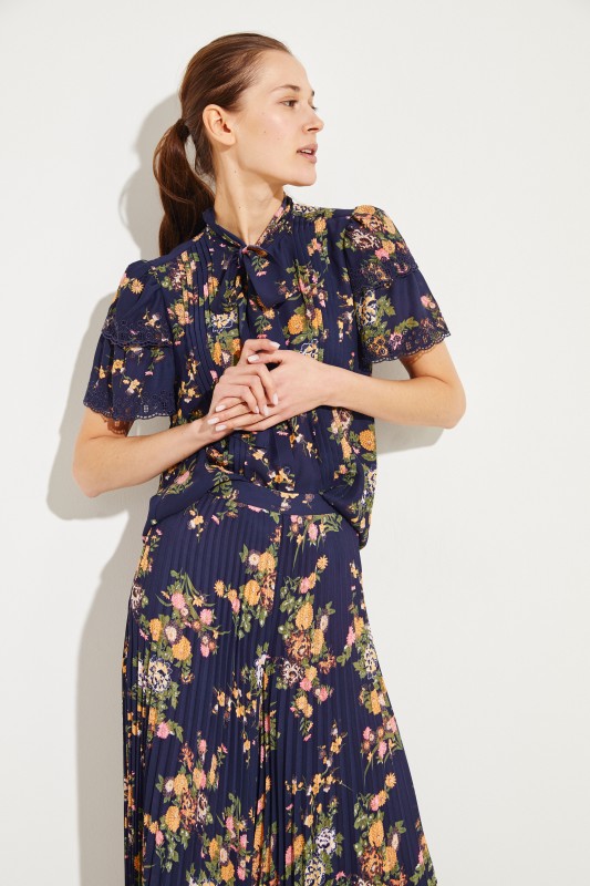 Bluse mit Print Blau/Multi