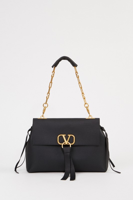 Valentino Leder-Tasche 'Vring' mit Kettenriemen Schwarz