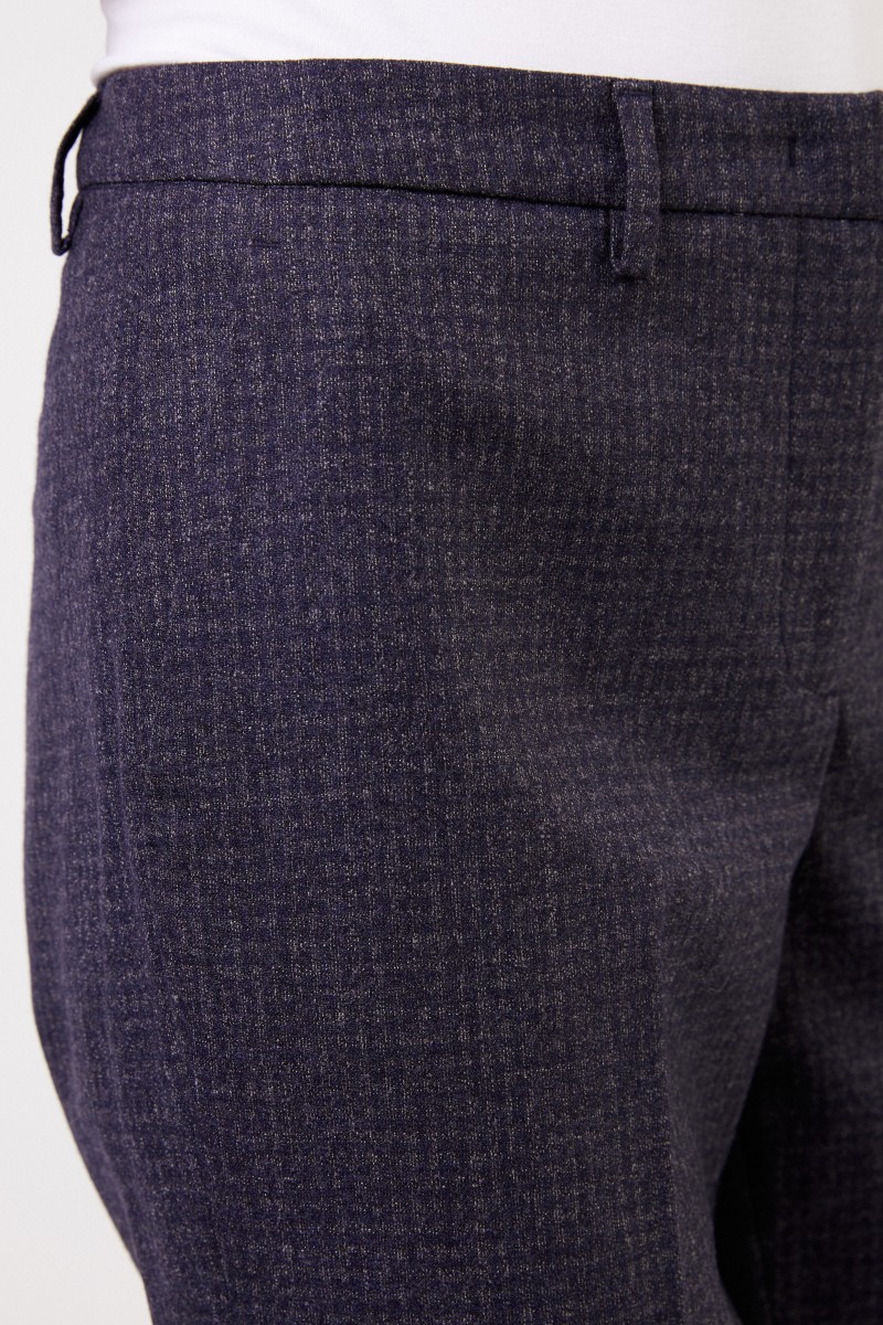 Fabiana Filippi Woll-Hose mit Glencheck Dunkelblau/Grau