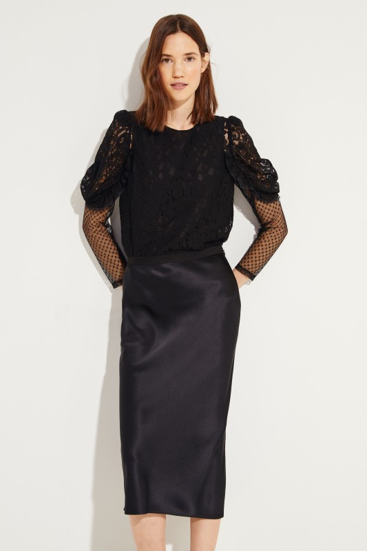 Lace-Bluse Schwarz