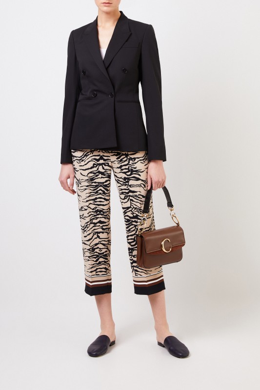 Cambio Hose 'Claire' mit Tiger-Print Beige/Multi