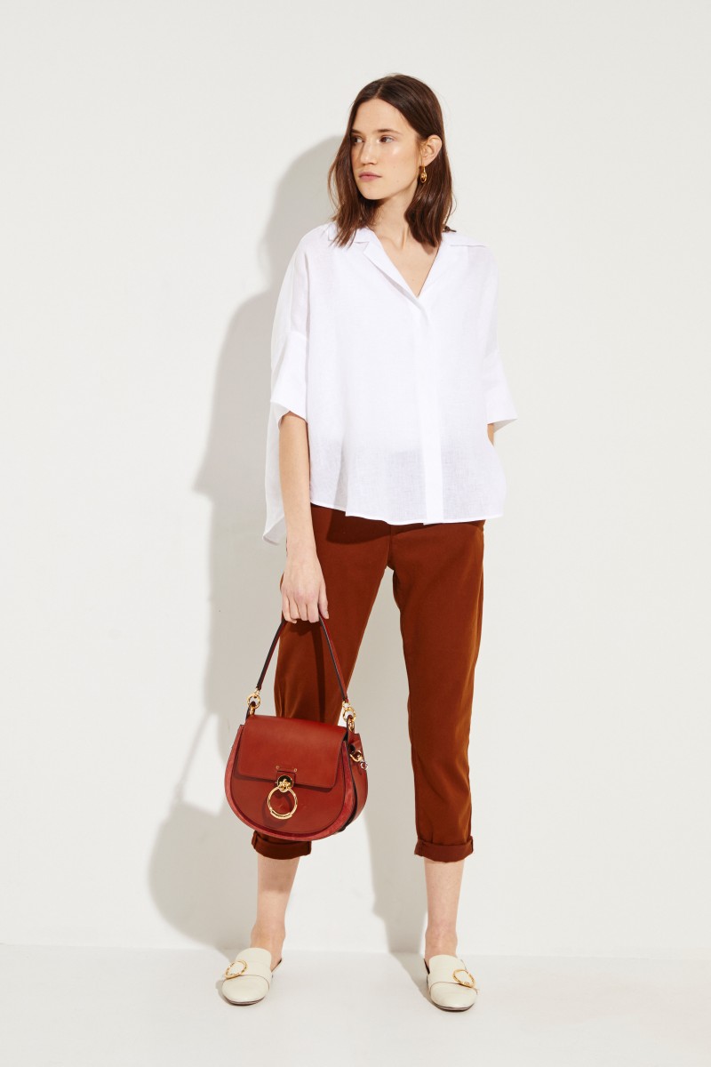 Oversize Leinen-Bluse Weiß