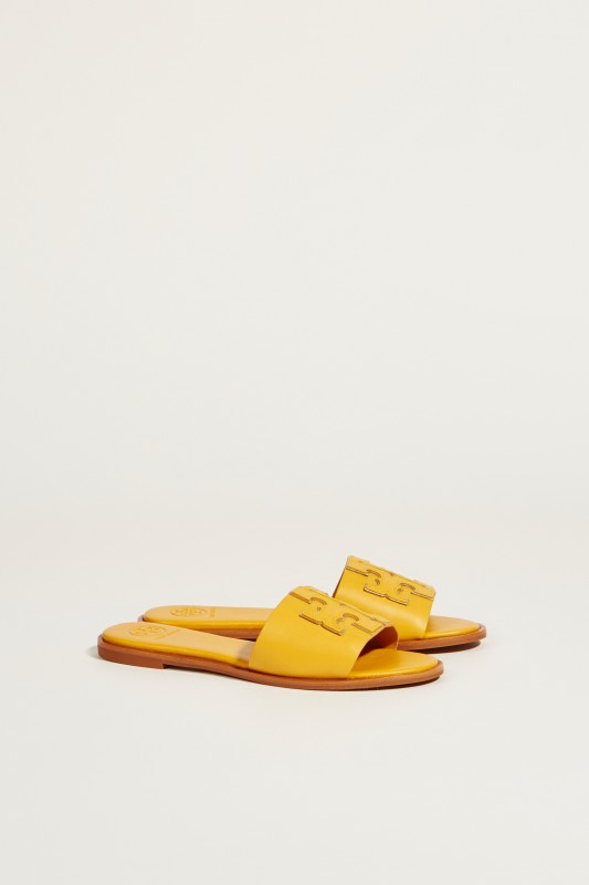 Leder-Sandale 'Ines' mit Logo Gelb