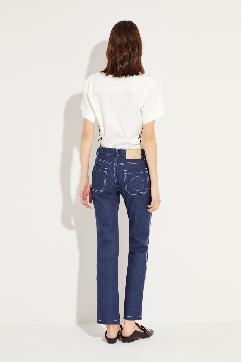 Jeans mit Ziernähten Ultramarine
