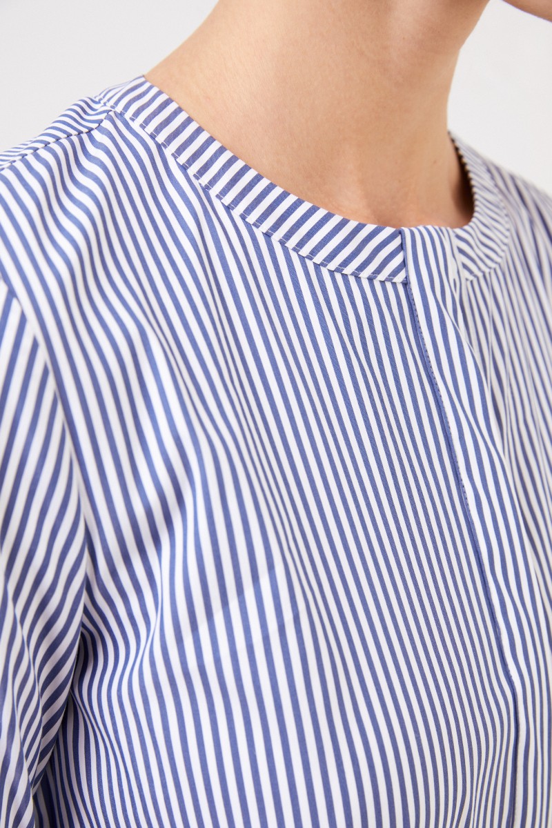 Louis and Mia Taillierte Baumwoll-Bluse mit Streifen Blau/Weiß