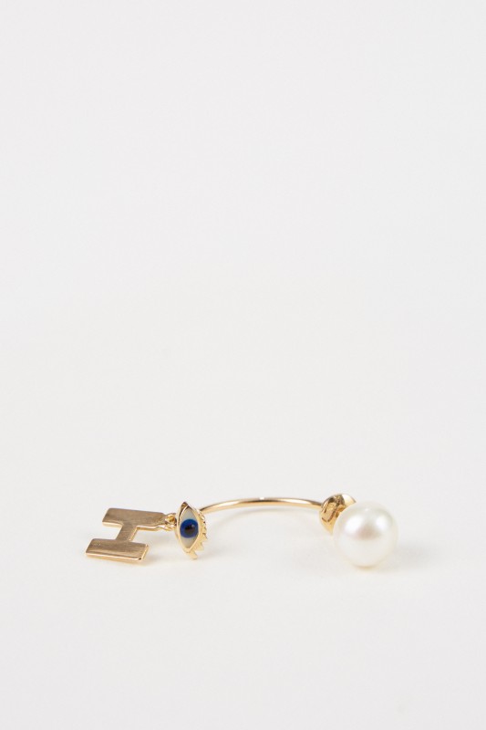Delfina Delettrez Ohrring 'Micro Eye H' Gelbgold