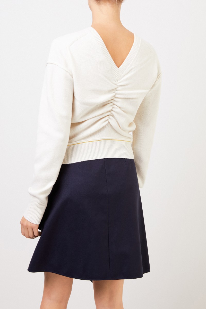 Chloé Woll-Cashmere-Pullover mit V-Neck Soft White