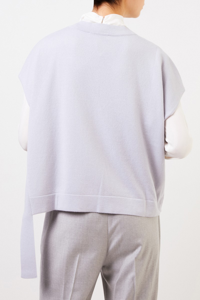 Fabiana Filippi Woll-Seiden-Pullover mit Bindedetail Hellblau/Grau